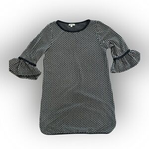 Max Studio Short Dress Size Large Ruffle Sleeves‎ Black & White